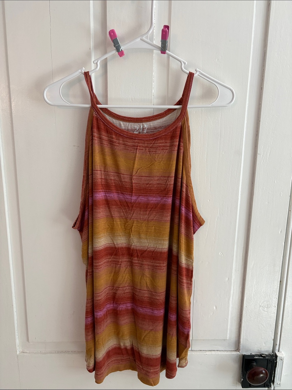 Striped Sleeveless Tank Top in Rust, Mustard & Pink